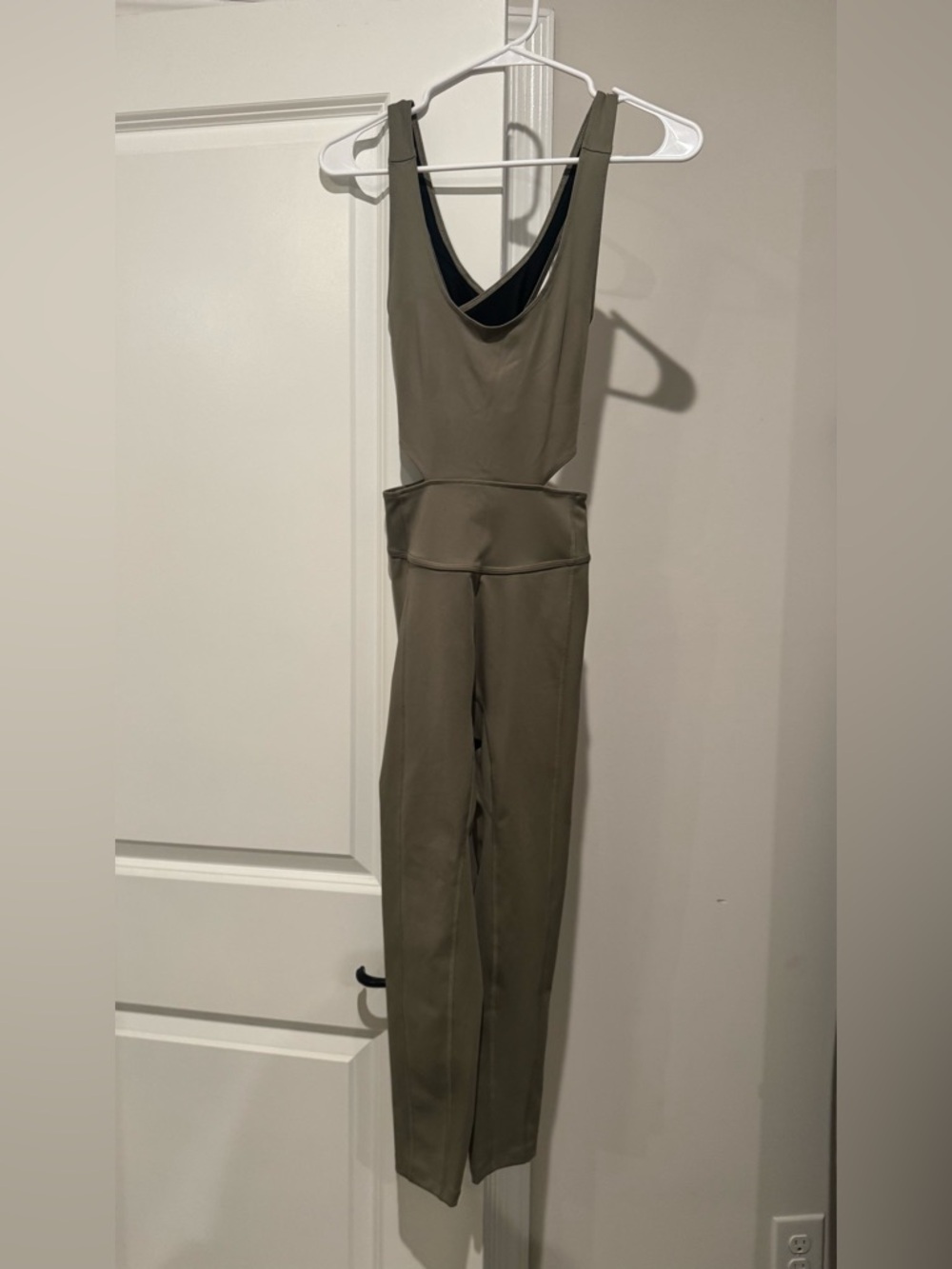 Free People Movement Back it Up Crossback Jumpsuit-Sage Beige